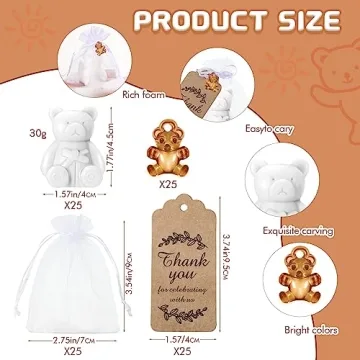 Dansib 25 Bear Baby Shower Favors - Adorable Soap Gifts