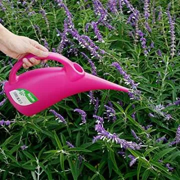 MyLifeUNIT Plastic Watering Can, Elegant Watering Pot, 1/2-Gallon (Red)