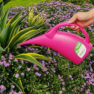 MyLifeUNIT Plastic Watering Can, Elegant Watering Pot, 1/2-Gallon (Red)