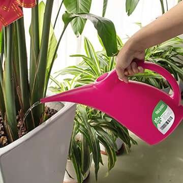 MyLifeUNIT Plastic Watering Can, Elegant Watering Pot, 1/2-Gallon (Red)