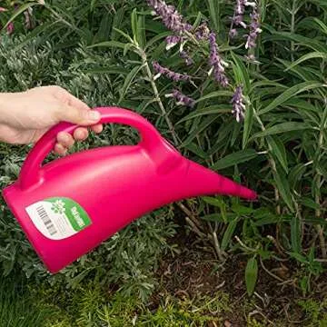 MyLifeUNIT Plastic Watering Can, Elegant Watering Pot, 1/2-Gallon (Red)