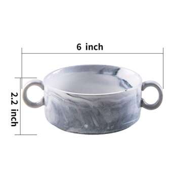 Yundu 9 Ounce Bowls with Handles - Elegant Ceramic Ramekins for Soup, Souffle & More