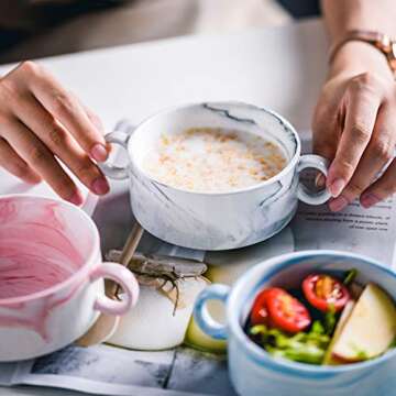 Yundu 9 Oz Bowls with Handles - Stylish Ceramic Ramekins