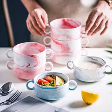 Yundu 9 Oz Bowls with Handles - Stylish Ceramic Ramekins