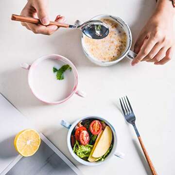 Yundu 9 Oz Bowls with Handles - Stylish Ceramic Ramekins