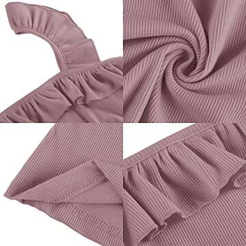 Womens Cute Sleeveless Tank Tops Ruffle Strap Square Neck Blouse Solid Color Knitted Camisole Pink