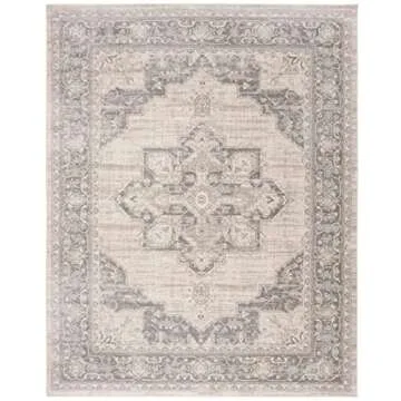 SAFAVIEH Brentwood Collection Area Rug - 9' x 12', Cream & Grey, Medallion Distressed Design, Non-Sh...