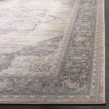 SAFAVIEH Brentwood Collection Area Rug - 9' x 12', Cream & Grey, Medallion Distressed Design, Non-Shedding & Easy Care, Ideal for High Traffic Areas in Living Room, Bedroom (BNT865B)