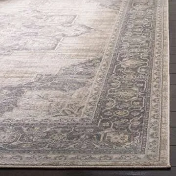 SAFAVIEH Brentwood Collection Area Rug - 9' x 12', Cream & Grey, Medallion Distressed Design, Non-Shedding & Easy Care, Ideal for High Traffic Areas in Living Room, Bedroom (BNT865B)