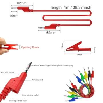 TALLSOCNE 5pcs 4mm Stackable Banana to Banana Plug Test Cable Lead Set,10pcs 4mm Socket Banana Jack ...