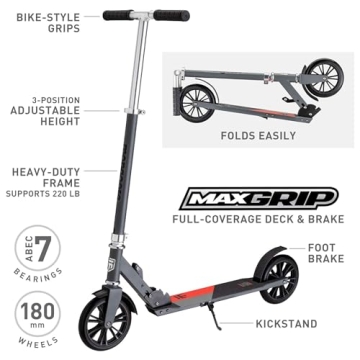 Mongoose Trace 180 Kick Scooter - Lightweight, Foldable, Adult Kids Scooter