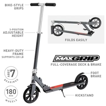 Mongoose Trace 180 Kick Scooter - Lightweight, Foldable, Adult Kids Scooter