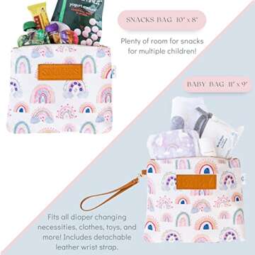 Diaper Bag Organizing Pouches (Set of 4) - Rainbow Diaper Bag Organizer Pouches - Baby Diaper Clutch Bag, Wet Bag, Mama Bag, Snacks Diaper Bag Insert - Waterproof Lining - Diaper Bag Organizer Insert