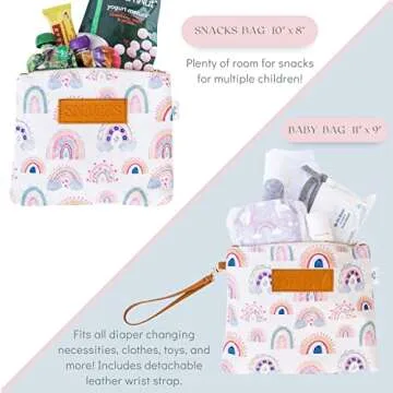 Diaper Bag Organizing Pouches (Set of 4) - Rainbow Diaper Bag Organizer Pouches - Baby Diaper Clutch Bag, Wet Bag, Mama Bag, Snacks Diaper Bag Insert - Waterproof Lining - Diaper Bag Organizer Insert