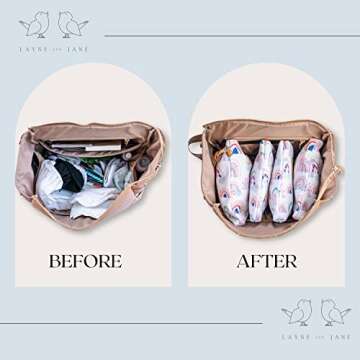 Diaper Bag Organizing Pouches (Set of 4) - Rainbow Diaper Bag Organizer Pouches - Baby Diaper Clutch Bag, Wet Bag, Mama Bag, Snacks Diaper Bag Insert - Waterproof Lining - Diaper Bag Organizer Insert