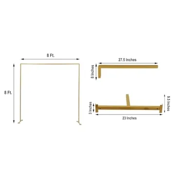 8Ft Gold Metal Wedding Arch - Elegant & Durable for Events