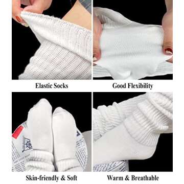 QOOEQPQY Women's Extra Knit Socks Japanese Style Loose Socks White Lolita Leg Warmer Bubble Slouch S...