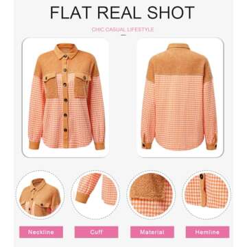 SHEWIN Women's Shacket - Trendy Plaid Oversized Jacket