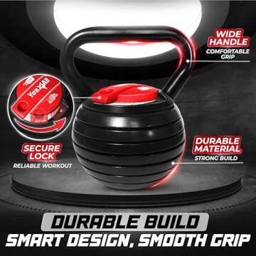 Yes4All Adjustable Kettlebell Cast Iron, Kettlebells Adjustable Weight with Multiple Weight Load - Maximum 40lbs