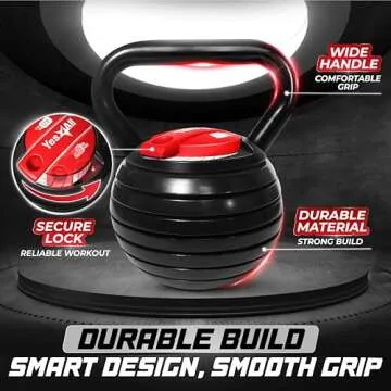 Yes4All Adjustable Kettlebell Cast Iron, Kettlebells Adjustable Weight with Multiple Weight Load - Maximum 40lbs