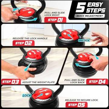 Yes4All Adjustable Kettlebell Cast Iron, Kettlebells Adjustable Weight with Multiple Weight Load - Maximum 40lbs