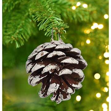 24 PCS Pine Cones for Christmas Tree Snowflake Natural Pinecones Ornament with String Pendant Crafts for Xmas Party Home Decor Fall Winter Holiday Christmas Tree Decoration (24)
