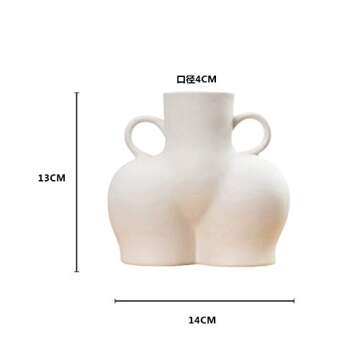 Small Pampas Grass Vase Ceramic Vase Plant Pot for Artificial Dried Flowers Bouquet Bum Vase Body Vase Boho Home Decor Bedroom Living Room Table Home Decor (White - A)