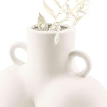 Small Pampas Grass Vase Ceramic Vase Plant Pot for Artificial Dried Flowers Bouquet Bum Vase Body Vase Boho Home Decor Bedroom Living Room Table Home Decor (White - A)