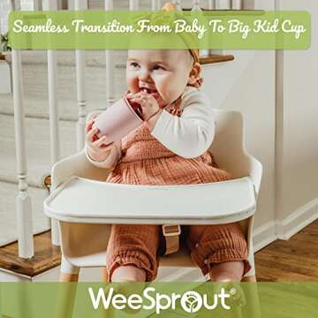 WeeSprout Silicone Baby Cups With Straws and Lids, 4 & 8 oz Options, Set of 2, Food Grade Toddler Tr...