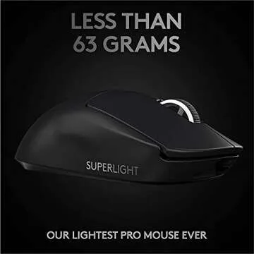 Logitech G PRO X Superlight Wireless Gaming Mouse, Ultra-Lightweight, Hero 25K Sensor, 25,600 DPI, 5 Programmable Buttons, Long Battery Life, Compatible with PC/Mac - Black (Renewed)