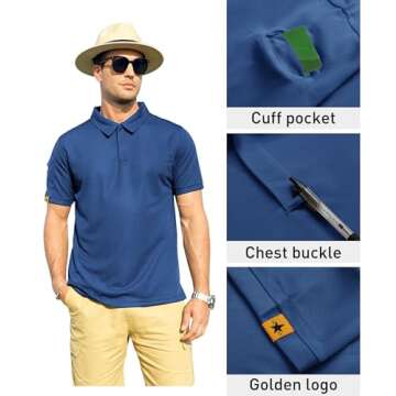 ZITY Mens Polo Shirt Short Sleeve Sports Tactical T-Shirt Athletic Golf Polos Daily Casual Stylish C...