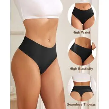 oshkang High Waisted Thongs for Women - 6 Pack Seamless Underwear