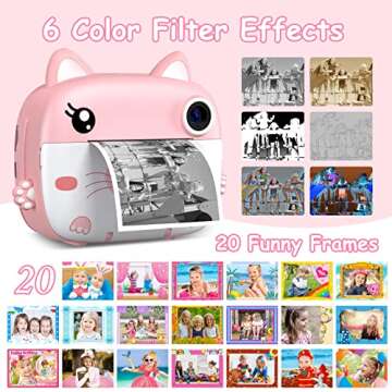 Kids Camera Instant Print, 3.0" HD Screen Kids Instant Cameras, Christmas Birthday Gifts for Girls Boys 3 4 5 6 7 8 9 10 Year Old, Portable Toddler Travel Toys with 32GB Card & 3 Rolls Printer Paper