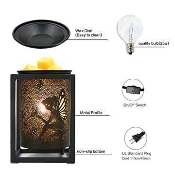 Scented Wax Melt Warmer Electric,Fairy Candle Wax Warmer,Metal Steel Candle Warmers Burner With Cord,Vintage Fragrant Wax Electric Heater to Freshen Home Birthday Decor Gift Idea
