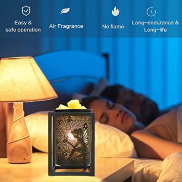 Scented Wax Melt Warmer Electric,Fairy Candle Wax Warmer,Metal Steel Candle Warmers Burner With Cord,Vintage Fragrant Wax Electric Heater to Freshen Home Birthday Decor Gift Idea