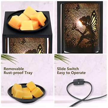 Scented Wax Melt Warmer Electric,Fairy Candle Wax Warmer,Metal Steel Candle Warmers Burner With Cord,Vintage Fragrant Wax Electric Heater to Freshen Home Birthday Decor Gift Idea
