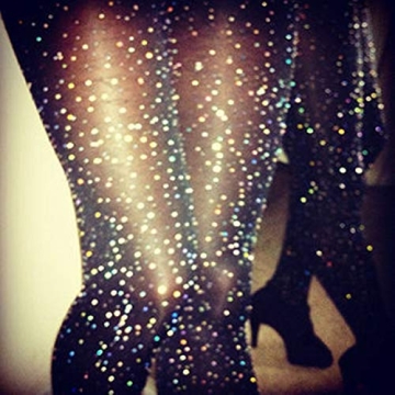 Sparkling Rhinestone Pantyhose - Black Sheer Opaque