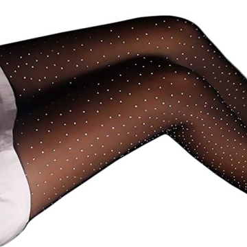 Sparkling Rhinestone Pantyhose - Black Sheer Opaque