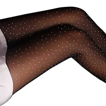 Sparkling Rhinestone Pantyhose - Black Sheer Opaque