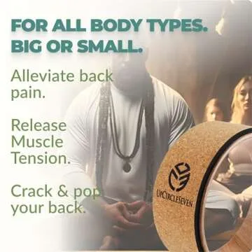 UpCircleSeven Yoga Wheel for Back Pain - Deep Tissue Massage - Yoga Back Roller Wheel for Back Pain Relief Stretching Myofascial Release Mobility (Cork, 12)