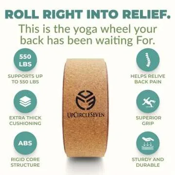 UpCircleSeven Yoga Wheel for Back Pain - Deep Tissue Massage - Yoga Back Roller Wheel for Back Pain Relief Stretching Myofascial Release Mobility (Cork, 12)