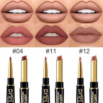 evpct 3Pcs Chestnut Nude Brown Matte Lip Liner and Lipstick Combo Set Kit for Women DNM Antique Rose...