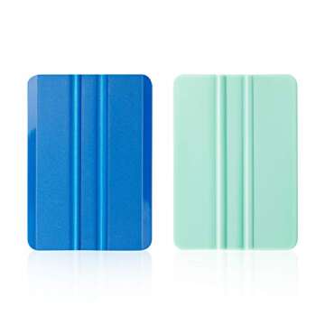GIRAFVINYL Vinyl Scraper Weeding Tool for Vinyl 2 Pcs Blue Scraper & Mint Scrape, Decal Applicator T...