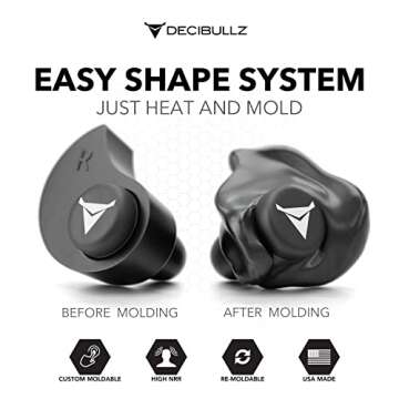 Decibullz - Custom Molded Earplugs, 31dB Highest NRR, Comfortable Hearing Protection for Shooting, T...
