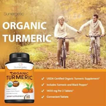 USDA Certified Organic Turmeric Supplement – Includes Organic Turmeric & Organic Black Pepper – 1,400mg of Turmeric per Serving - 60 Count (Pack of 1)