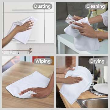 Urban Villa White Kitchen Towels 100% Cotton Highly Absorbent Dish Towels 20X30 Inches (Set of 6) Mu...