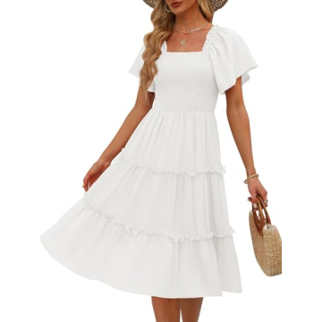 LILLUSORY Spring Midi Graduation Bridal Baby Shower Dresses Women 2024 Summer Casual Flowy Bridal Su...
