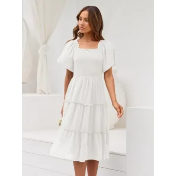 Flattering LILLUSORY Spring Midi Dress for Women 2024