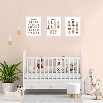 Andaz Press 30 Educational Posters For Toddlers, Kindergarten, Kids, 3rd Grade, PreK Learning Chart Materials, Neutral Classroom Homeschool Decor, Preschool Supplies, ABC Alphabet, Shapes, 12" X 18"
