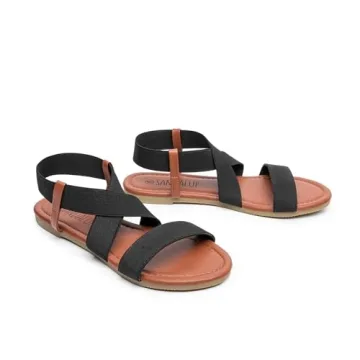 SANDALUP Women's Elastic Flat Sandals Comfortable Stylish